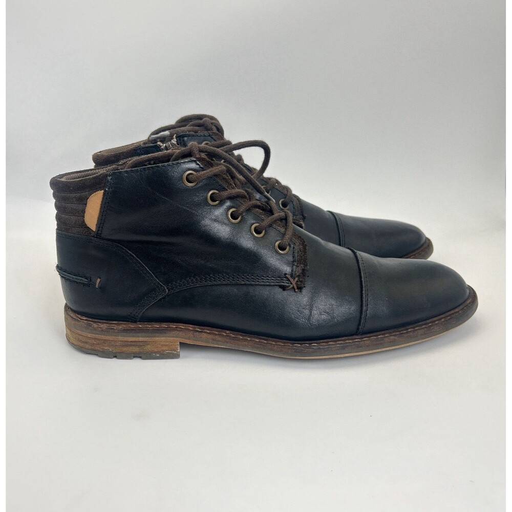 BullBoxer Holten Chukka Boots Mens Size 8 Black Leather Lace Up Handcrafted